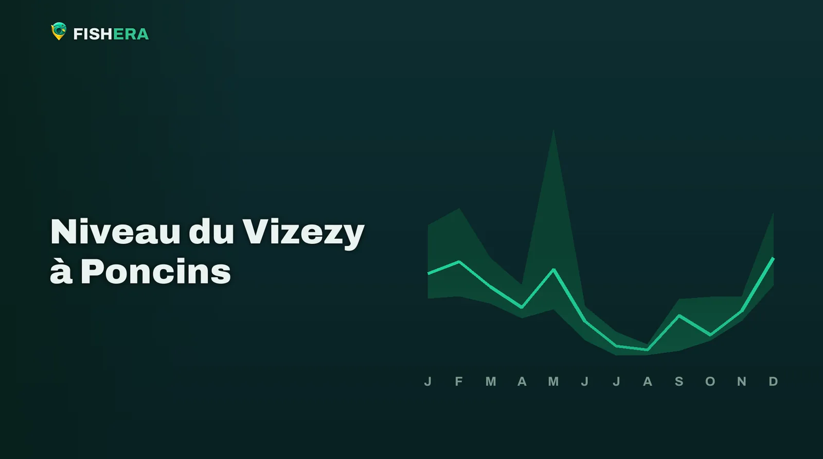Courbe des niveaux habituels du Vizezy à Poncins, mois par mois