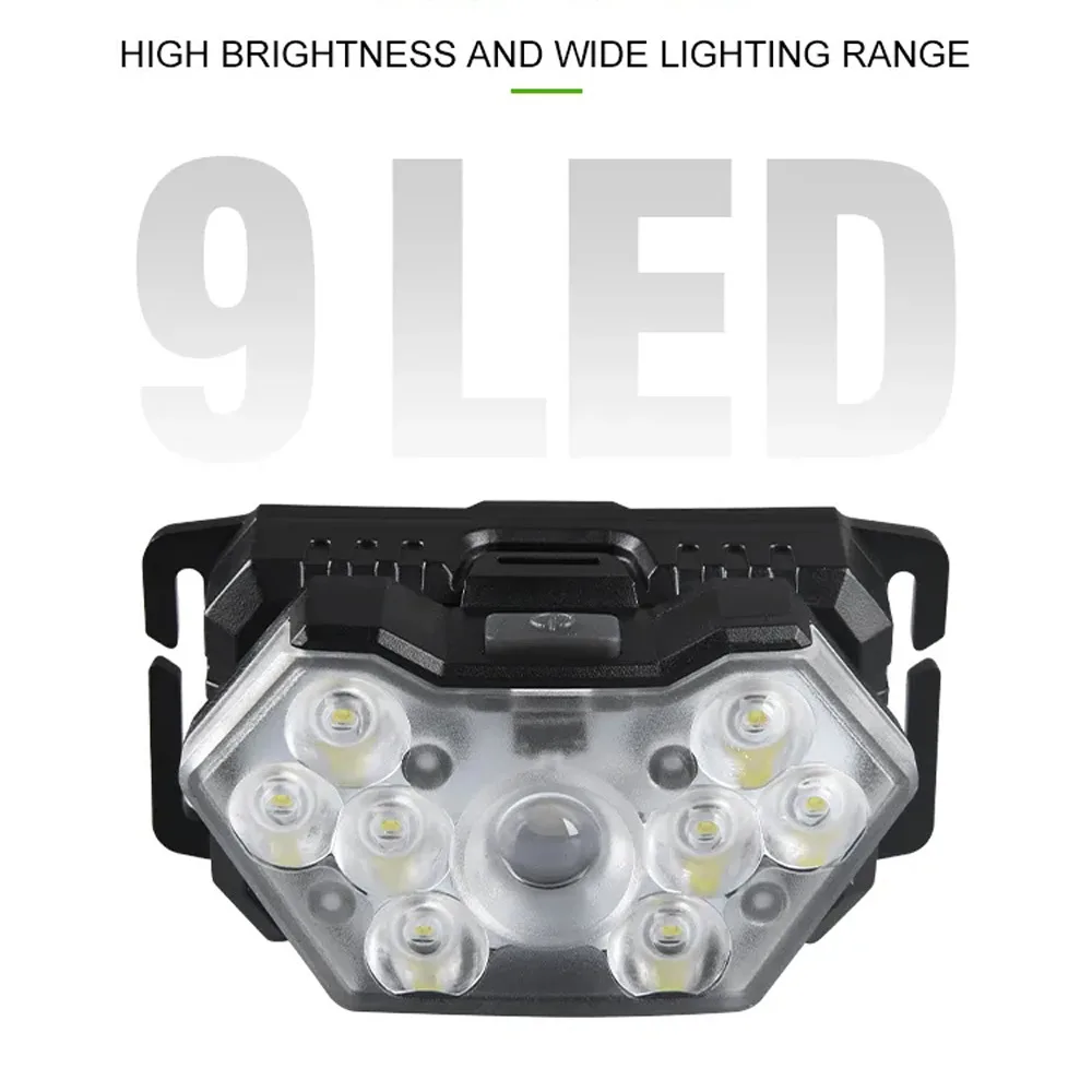 Frontale 9 LED à capteur de mouvement